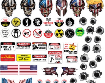 58pk 3M Funny Hard Hat Helmet Construction Decal Sticker Combo Value Pack Extreme Edition Toolbox Electrician Carpenter Crude Humor Hardhat