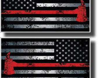 Red Lives Matter American Flag With Axe Helmet Firefighter Decal Sticker Thin Red Line USA Flag To show support for Firemen Firewomen  IAFF