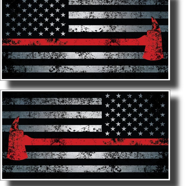 Red Lives Matter American Flag With Axe Helmet Firefighter Decal Sticker Thin Red Line USA Flag To show support for Firemen Firewomen  IAFF