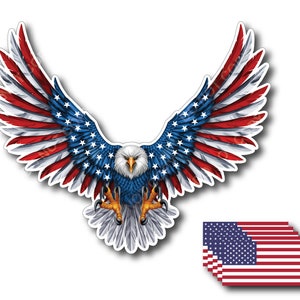 6pk American Flag Bald Eagle USA Decal Sticker 3M Truck Vehicle Window Wall Car Laptop Yeti Motorcylce Biker image 1