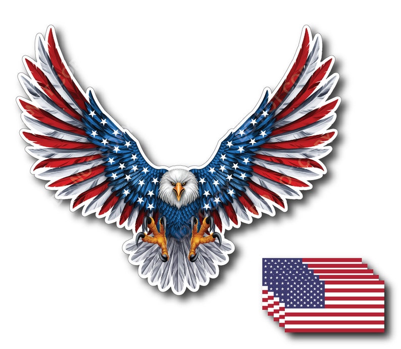 6pk American Flag Bald Eagle USA Decal Sticker 3M Truck Vehicle Window Wall Car Laptop Yeti Motorcylce Biker image 1