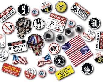 35 Crude Adult Humor Hard Hat Decals - Very Offensive - Construction Worker stickers made for Interior and Exterior use -Heavy Duty 3M vinyl