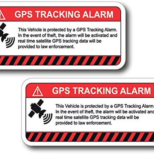 2 Pack - This Vehicle Protected by GPS Tracking Warning Sticker - Decal Self Adhesive Sign 4" x 2" Vinyl — UV Resistent