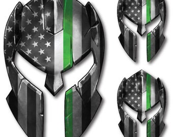 Thin Green Line Spartan Helmet Decal Sticker Car Truck Military Army Marine