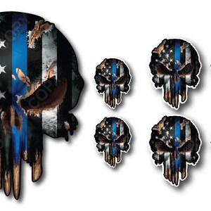 USA THIN BLUE RED LINE AMERICAN FLAG SKULL STICKER DECAL CAR TRUCK WINDOW PACK - Foto 11