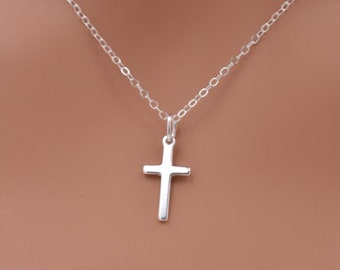 Small Sterling Silver Cross Necklace, Confirmation Gift