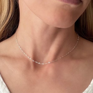 Dainty Tiny Heart Chain Necklace, 925 Sterling Silver Layering Choker