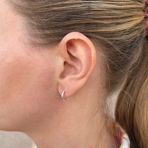 Tiny Silver Hoops, Sterling Silver Dainty Hoop Earrings 10mm