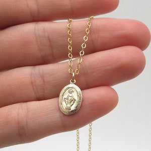 Dainty Gold Miraculous Medal Necklace in Gold Filled