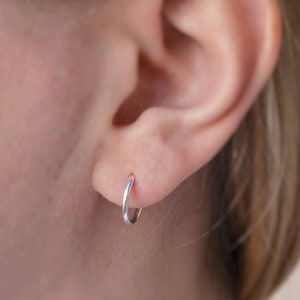 Sterling Silver Tiny Hoop Earring, Endless Hoops Sleeper Earrings, Small Dainty Hoop Earrings 12mm