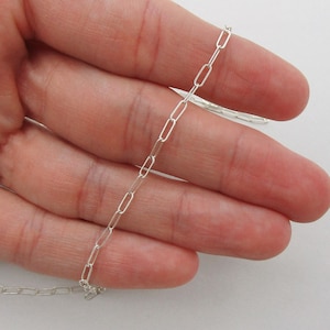 Tiny Paperclip Necklace, 925 Solid Sterling Silver Rectangle Link