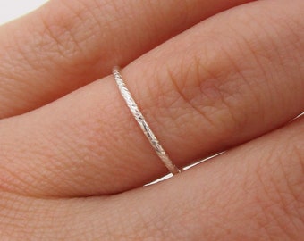 Fairy Sparkle Ring, 925 Sterling Silver Textured Stacking Ring
