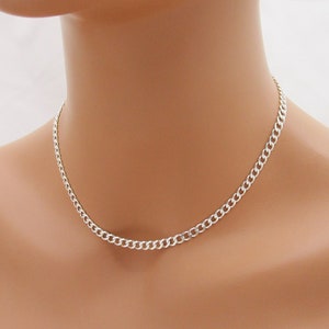 Chunky Curb Chain Necklace  Solid Sterling Silver, Thick Cuban Link, Unisex