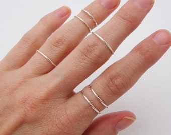 Sterling Silver Stacking Rings, Set of Thin Dainty Stackable Rings