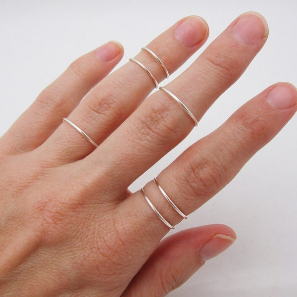 Sterling Silver Stacking Rings, Set of Thin Dainty Stackable Rings