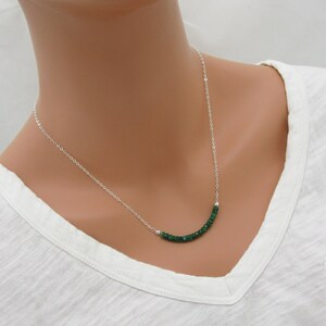 Genuine Emerald Necklace, 925 Sterling Silver, May Birthstone