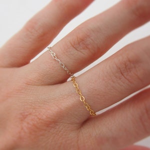 Set of 2 Chain Rings, Mixed Metal Gold and Sterling Silver Stacking Rings