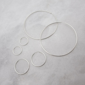 Silver Hoop Earrings, Sterling Silver Pair of Thin Hoops