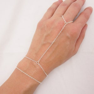 Sterling Silver Hand Chain Bracelet, Body Jewelry, Finger Ring Bracelet