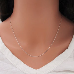 ●TATIANA● Silver 925 Modern Flat Snake Chain Necklace NZ21 925 Solid Sterling Silver Flat Snake Chain Necklace