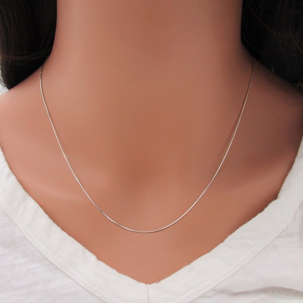 Silver Snake Chain Necklace, 925 Sterling Silver Thin Chain Minimalist