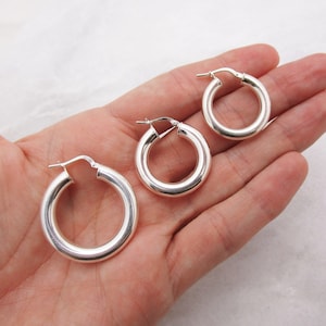 Ensemble de grosses créoles en argent, argent sterling 925, grandes créoles épaisses