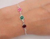 Mother 39 s Birthstone Bracelet, Mother 39 s Day Gift, Childrens Birthstones Mom Bracelet, Gift for Mom 0324