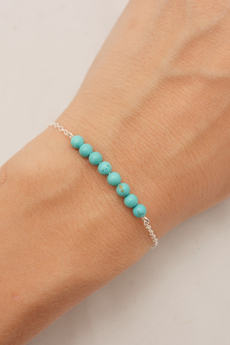 Genuine Turquoise Bracelet in 925 Sterling Silver Dainty Real Etsy