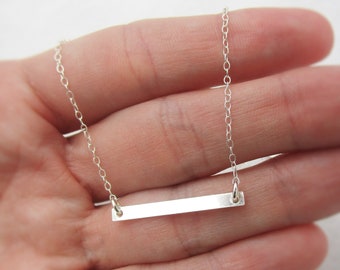 Sterling Silver Bar Necklace: Minimalist Skinny Layering Necklace