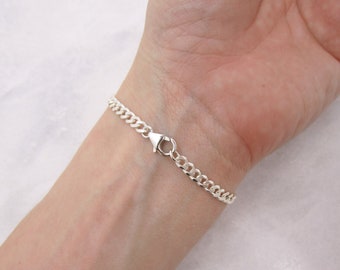 925 Sterling Silver Curb Chain Bracelet, Thick Link Unisex