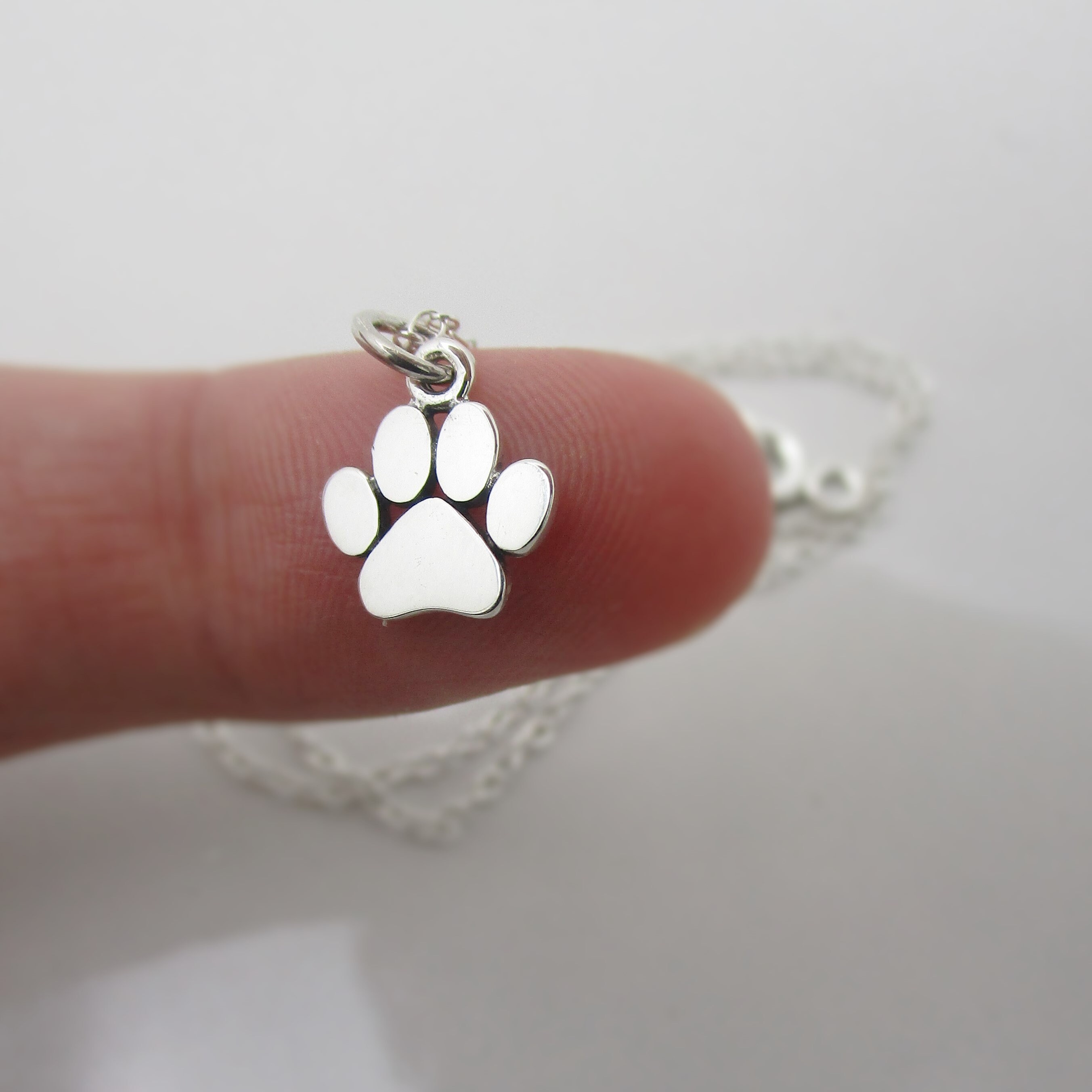 Sterling Silver Paw Print Necklace, Pet Memorial Jewelry - Etsy