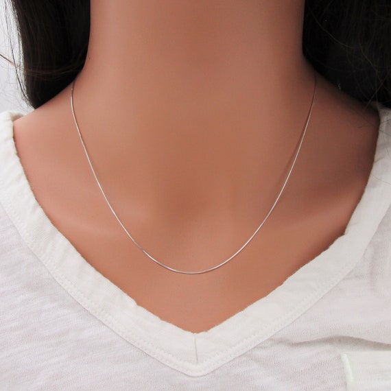 Sterling Silver Snake Chain Necklace, Minimalist Thin Chain
