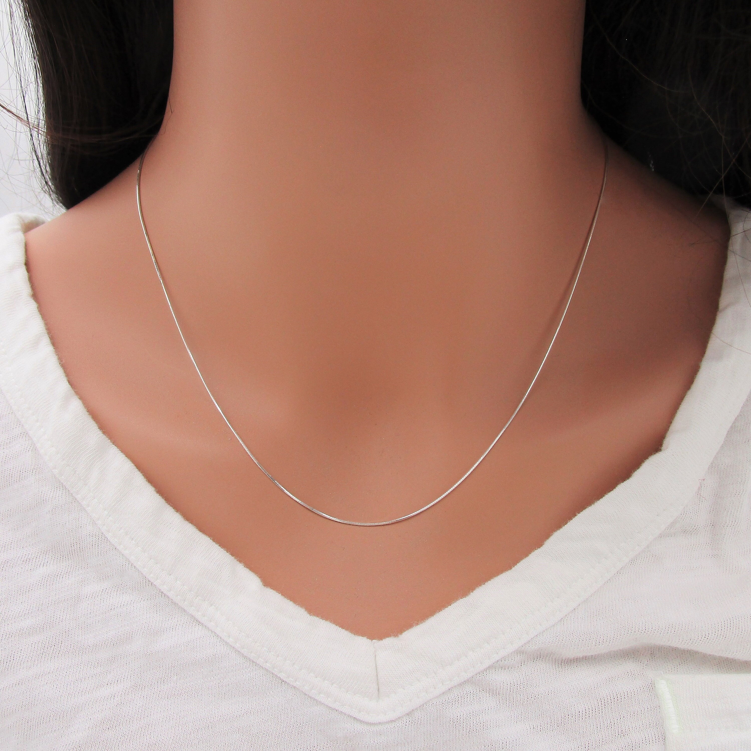 Silver Snake Chain Necklace, 925 Sterling Silver Thin Chain