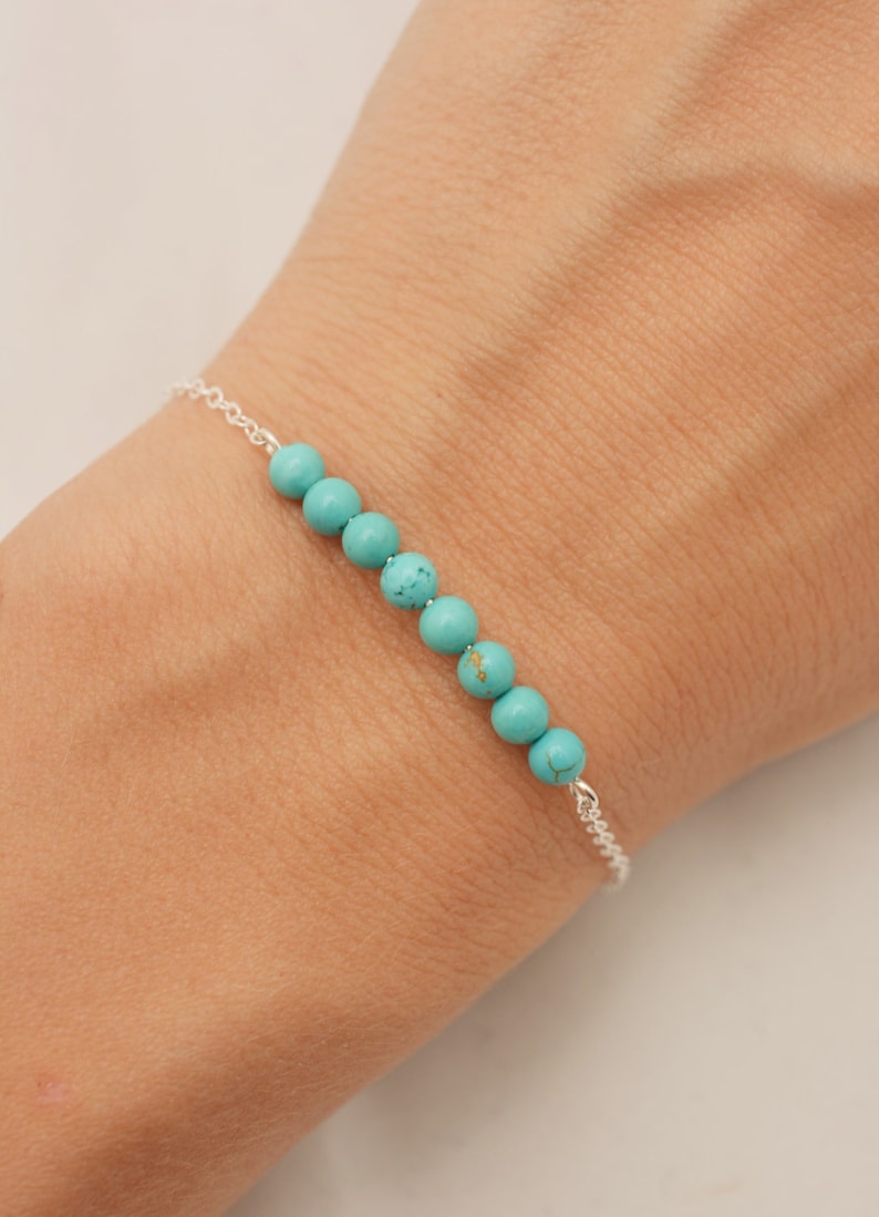 Genuine Turquoise Bracelet in 925 Sterling Silver Dainty Real Etsy