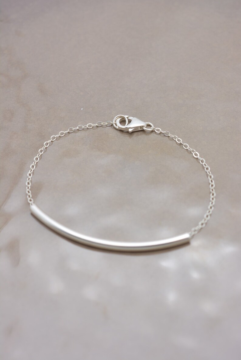 Sterling Silver Tube Bracelet Curved Tube Layering Bracelet Etsy
