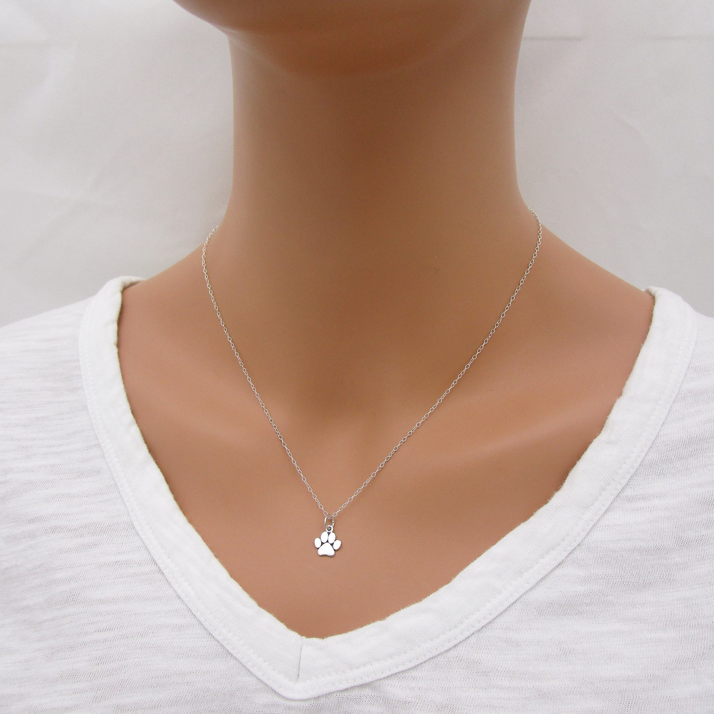 Sterling Silver Paw Print Necklace, Pet Memorial Jewelry - Etsy