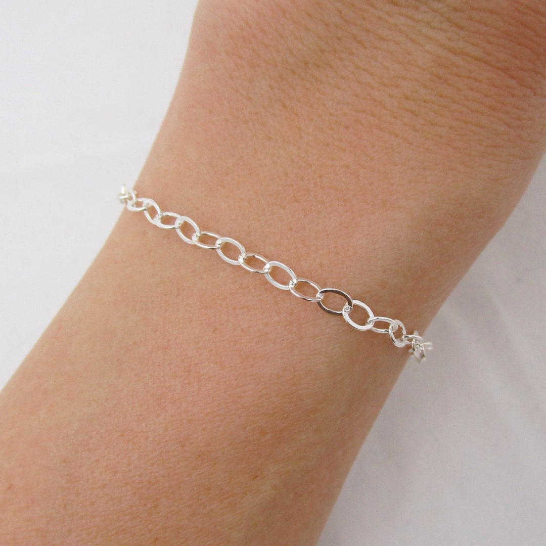 Sterling Silver Blank Charm Bracelet Large Link Chain Link Etsy