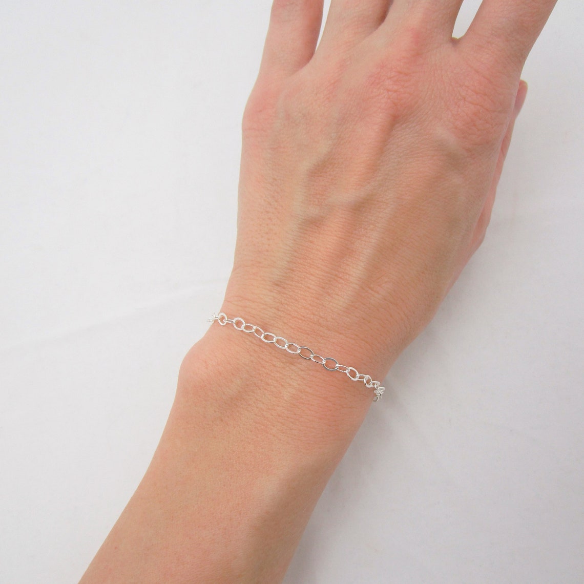 Sterling Silver Blank Charm Bracelet Large Link Chain Link Etsy