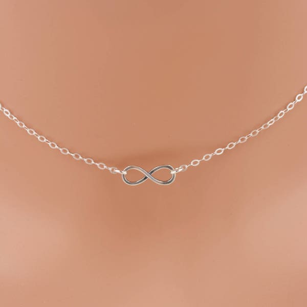 Sterling Silver Infinity Necklace, Tiny Infinity Charm Best Friend Gift, Pretty Summer Necklace