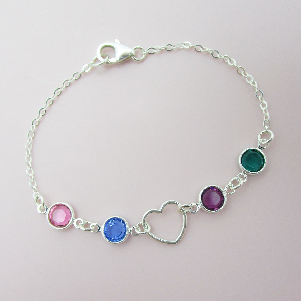 Mother's Birthstone Bracelet with Heart Mother's Day Etsy