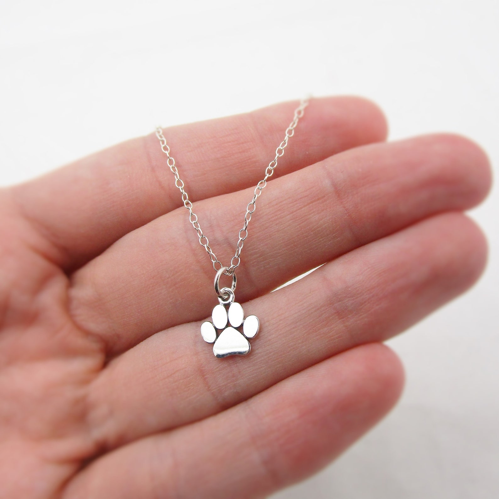 Sterling Silver Paw Print Necklace, Pet Memorial Jewelry - Etsy