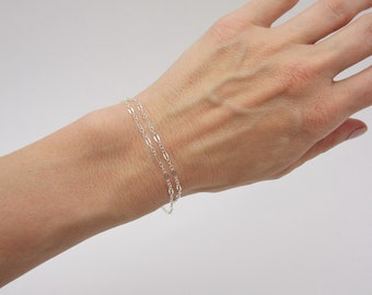 Lace Chain Double Layer Bracelet, 925 Sterling Silver Lace Chain Double Layer Bracelet, 925 Sterling Silver