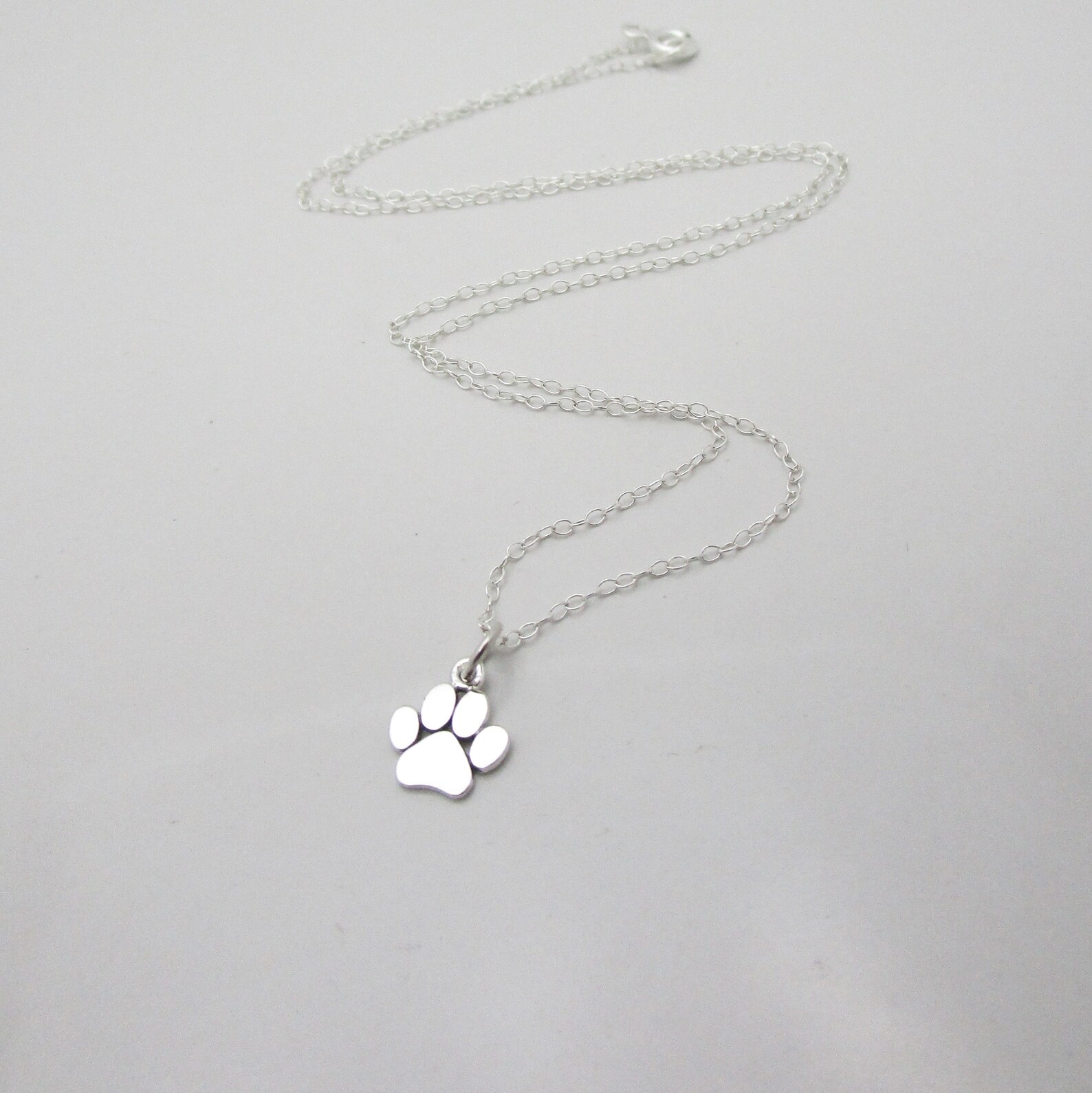 Sterling Silver Paw Print Necklace, Pet Memorial Jewelry - Etsy