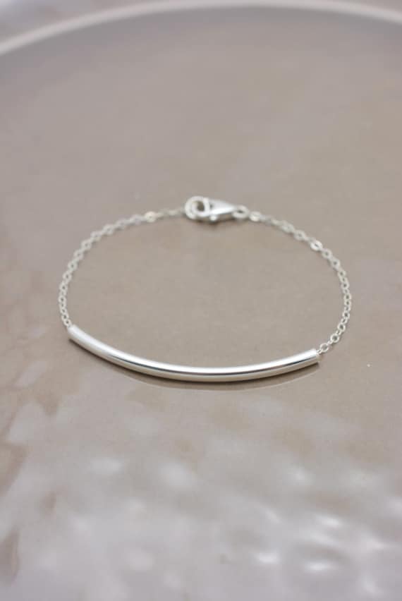 Sterling Silver Tube Bracelet Curved Tube Layering Bracelet Real Sterling Silver Chain Gift for Her 0369 Etsy