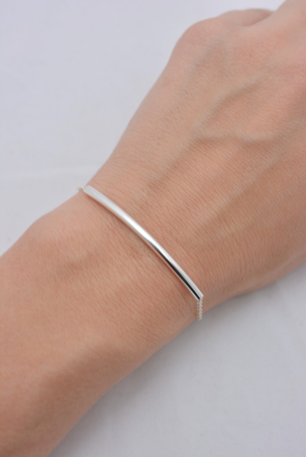 Sterling Silver Tube Bracelet, Curved Tube Layering Bracelet, Real Sterling  Silver Chain, Gift for Her 0369 - Etsy