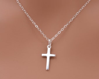 Child's Cross Necklace, Tiny Cross Necklace, Sterling Silver Girls Cross Necklace, First Communion Gift, Confirmation Gift 0260