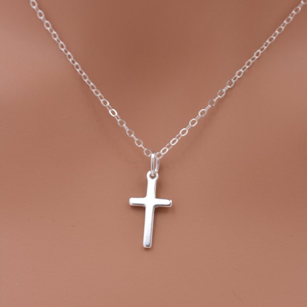 Child's Cross Necklace, Sterling Silver Tiny Cross Necklace, First Communion or Confirmation Gift