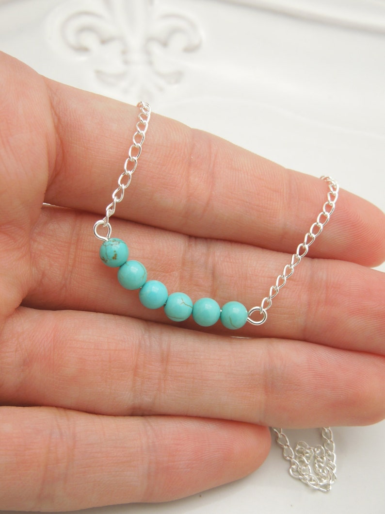 Minimalist Turquoise Bead Necklace Gift for Her 0193
