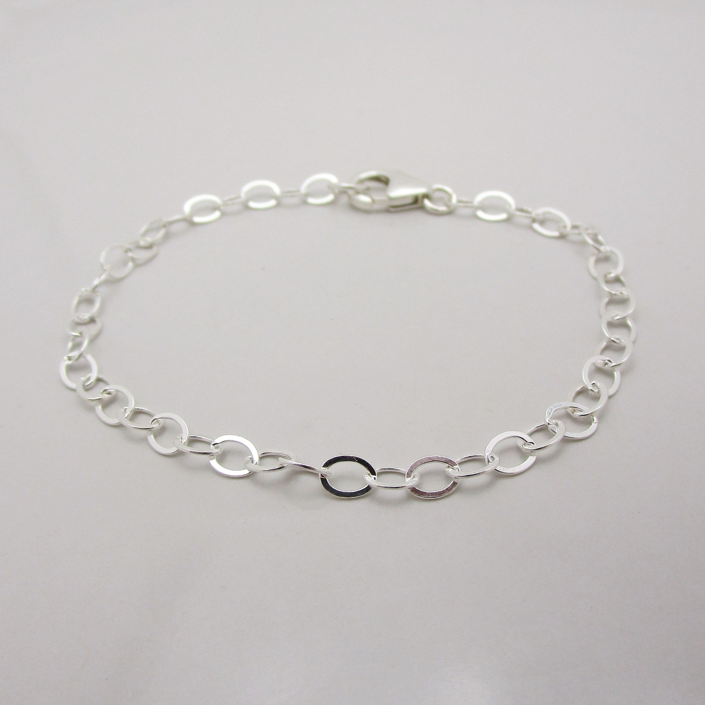 Sterling Silver Blank Charm Bracelet Large Link Chain Link Etsy