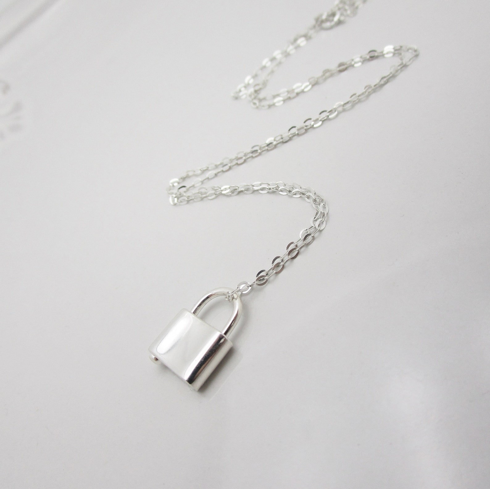 Sterling Silver Lock Necklace Tiny Padlock Necklace Etsy